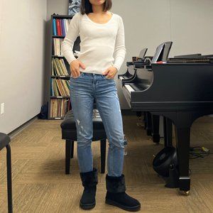 ASOS DESIGN knitted top with scoop neck with rib bust detail in white